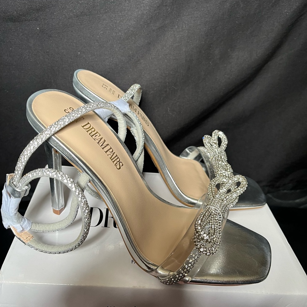 Dream Pairs Silver Strappy Heels